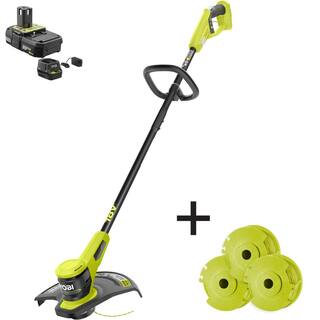 RYOBI ONE+ 18V 13 in. Cordless Battery Electric String TrimmerEdger with Extra 3-Pack of Spools 2.0 Ah Battery and Charger P20150-AC