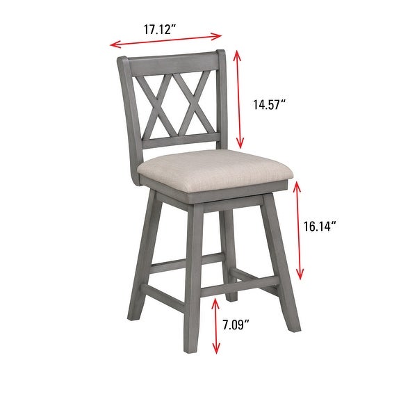 Wooden Linen Swivel Bar Counter Stool