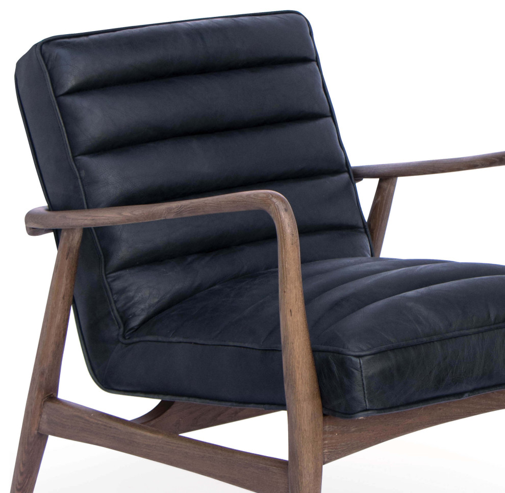 Piper Chair  Antique Black Leather   Midcentury   Armchairs And Accent Chairs   by HedgeApple  Houzz