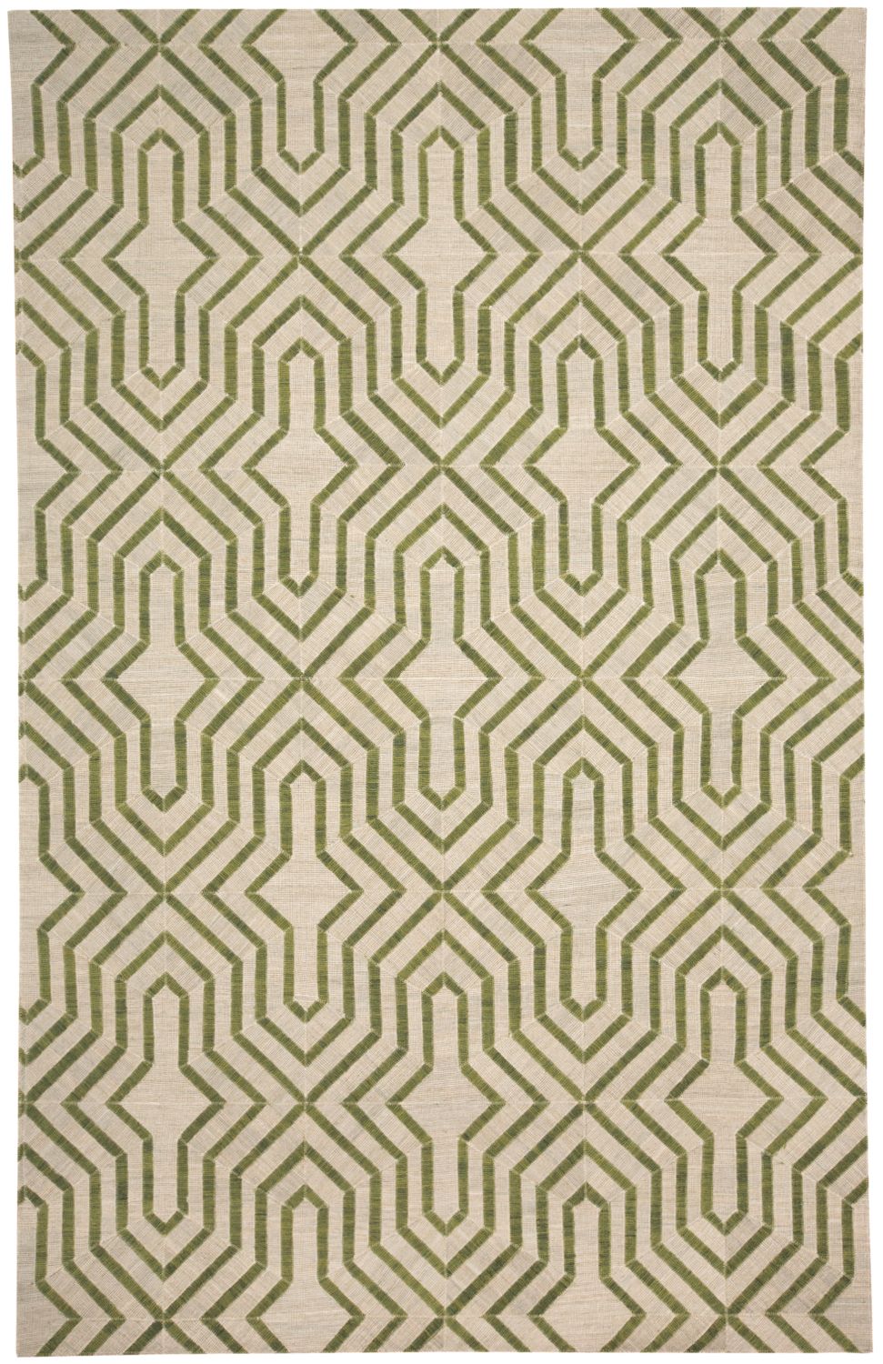 Bromham Flatweave Green and Ivory Rug by BD Fine