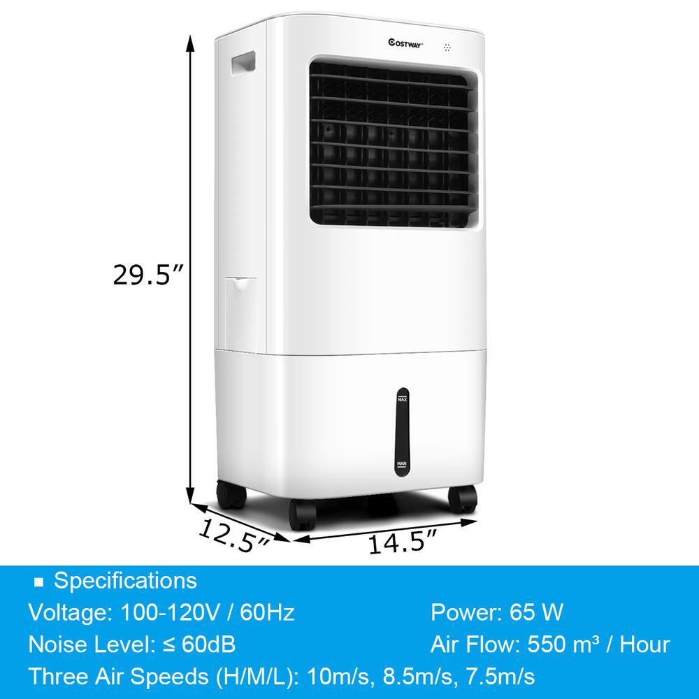 Costway 4-Speed Portable Evaporative Air Cooler Fan and Humidifier EP24513US-WH