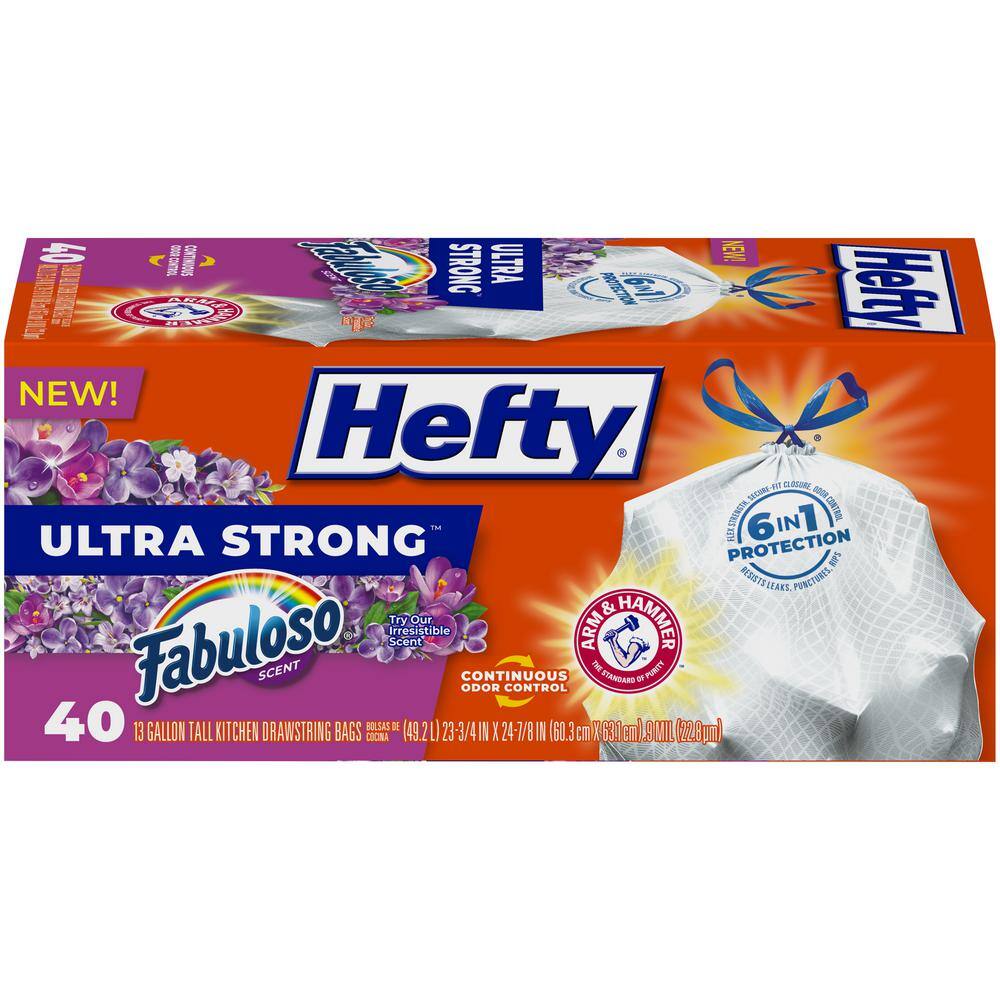 Hefty Ultra-Strong 13 Gal. Fabuloso Tall Kitchen Trash Bags (40-Count) 00E8849000AA