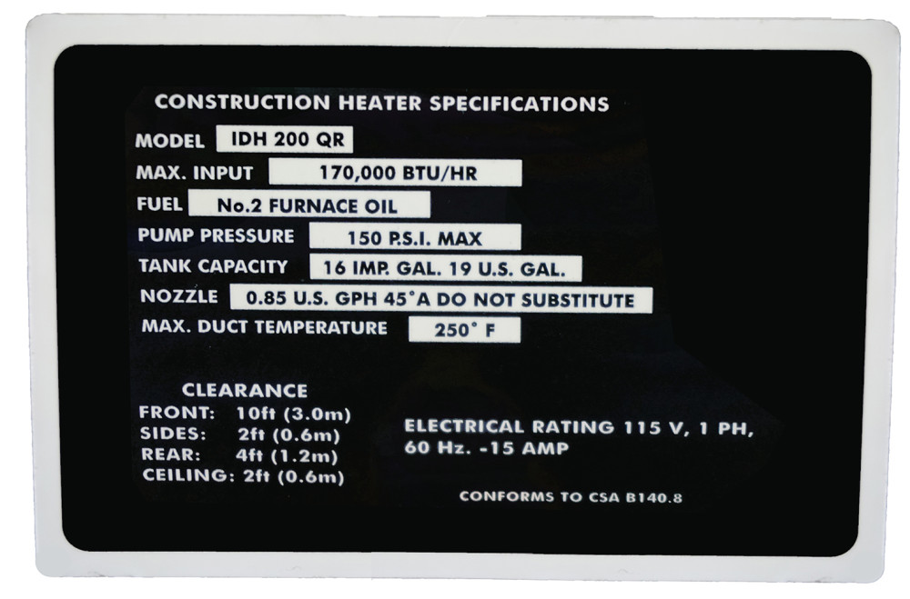 Indirect Fired 170k BTU Portable Heater System (OIL/DIESEL) ;