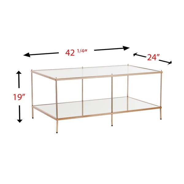 SEI Furniture Grant Goldtone Glass Top Coffee Table