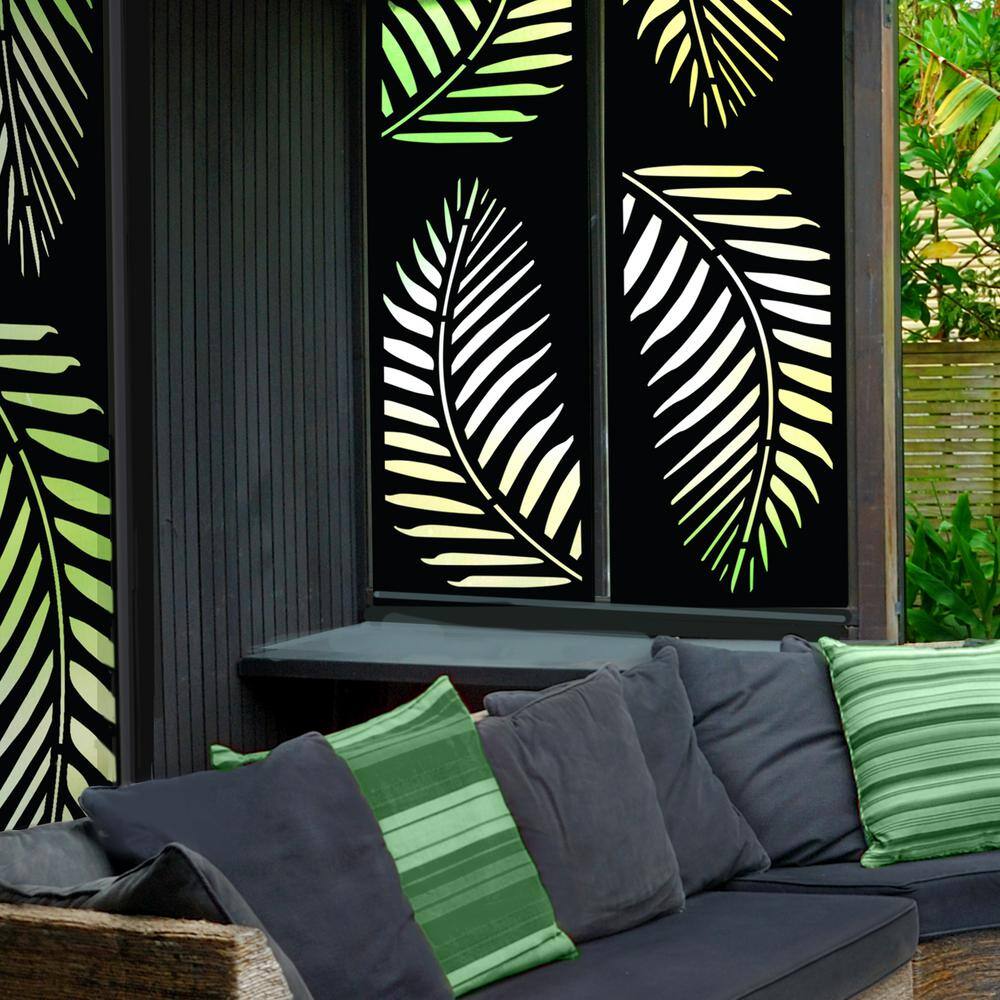 OUTDECO 23.75 in. x 48 in. Black Fern Hardwood Composite Decorative Wall Decor and Privacy Panel USADLT4-BL