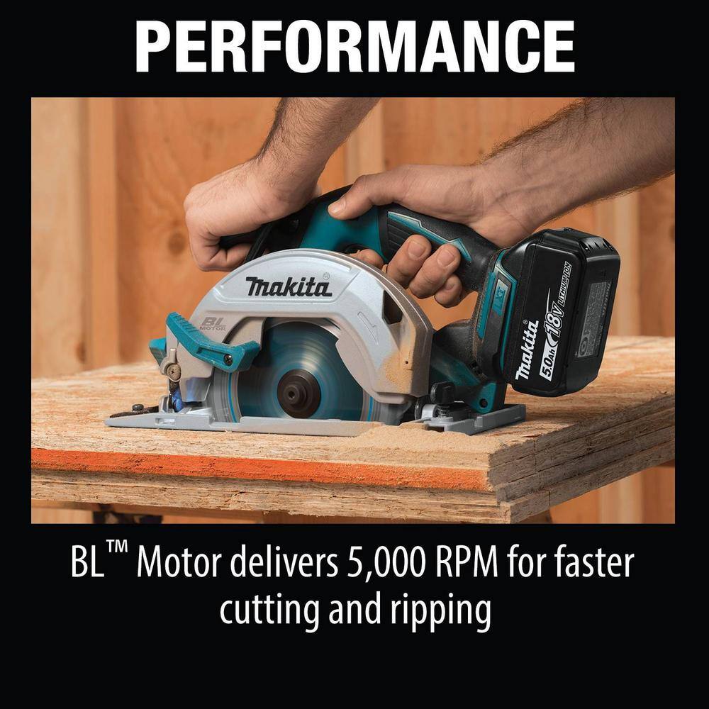 Makita 18V 5.0Ah LXT Lithium-Ion Brushless Cordless 6-12 in. Circular Saw Kit XSH03T