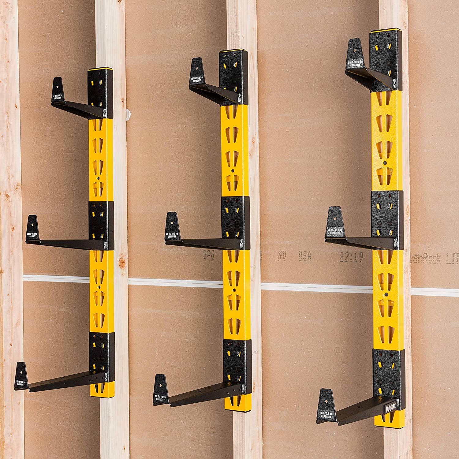 Dewalt 3-Piece Wall Mount Cantilever Wood and Lumber Storage Rack for Workshop Shelving， M