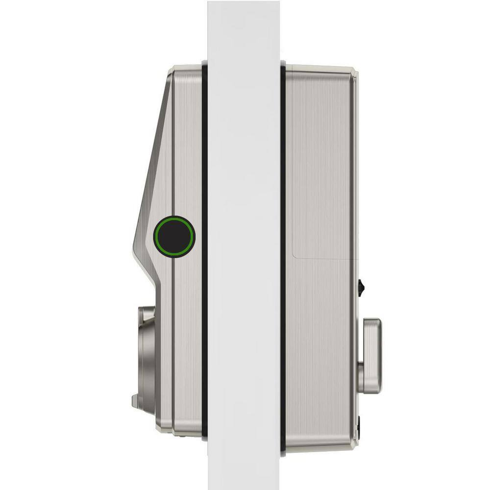 Lockly Secure Plus Satin Nickel Single-Cylinder Alarmed Deadbolt Lock with Smart Keypad Bluetooth and 3D Fingerprint PGD 728F SN