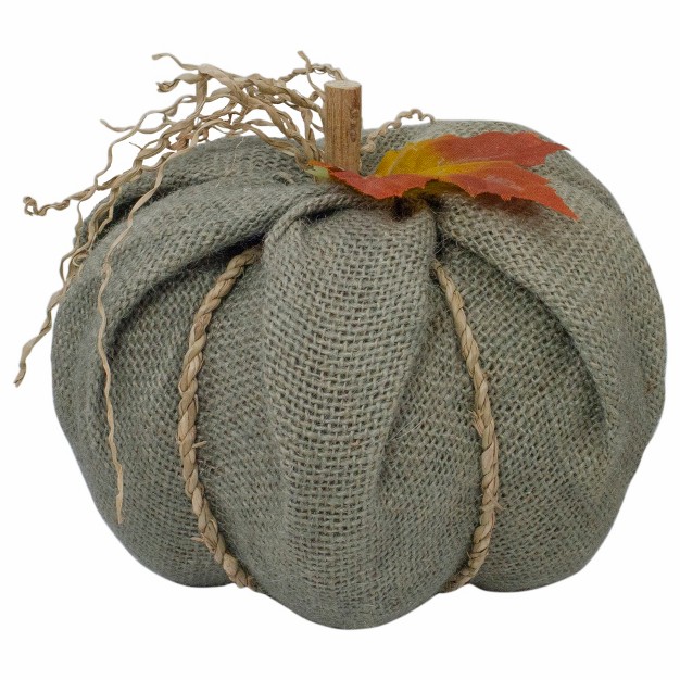 Green Burlap Autumn Harvest Table Top Pumpkin