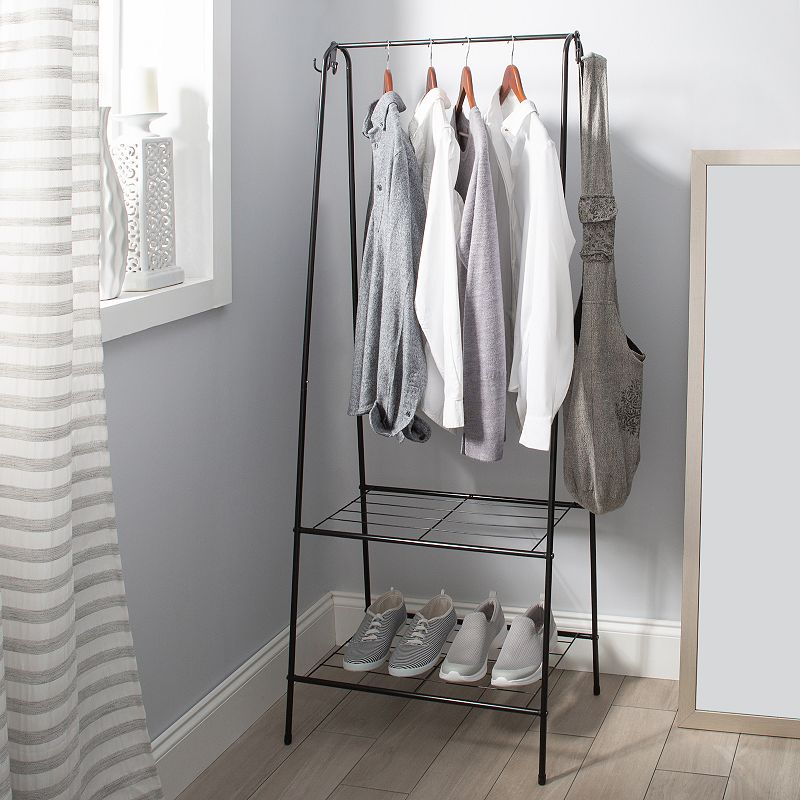 Organize It All Garment Rack with 2 Tier Shelving