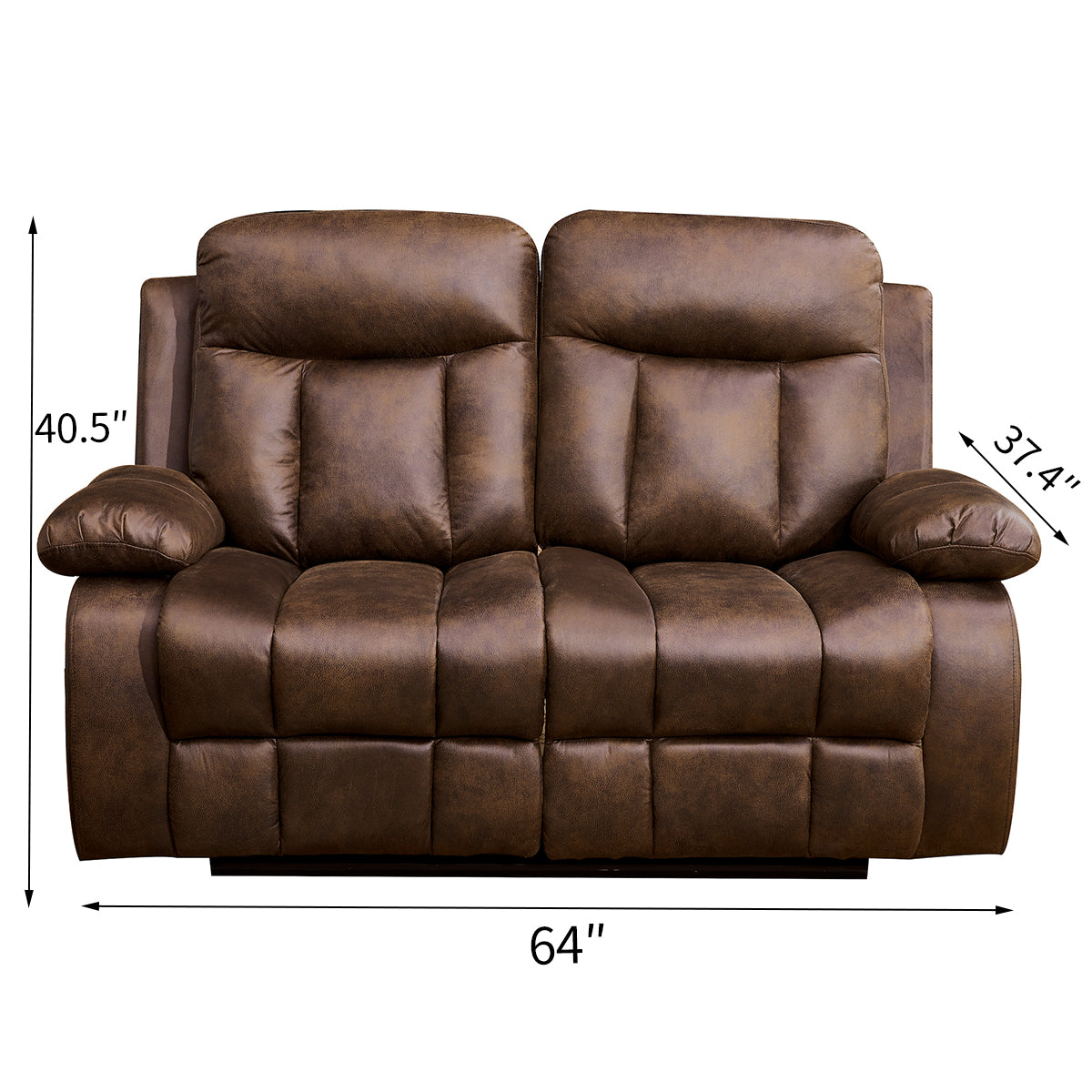 Betsy Furniture 3-PC Microfiber Fabric Recliner Set Living Room Set in Brown, Sofa Loveseat Chair Pillow Top Backrest and Armrests 8028 (Living Room Set 3+2+1)