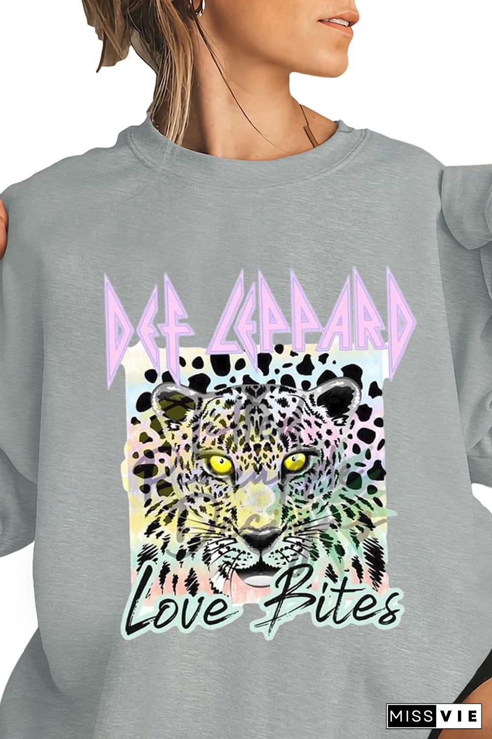 Tiger Love Bites Print O-neck Long Sleeve Sweatshirts Women Wholesale