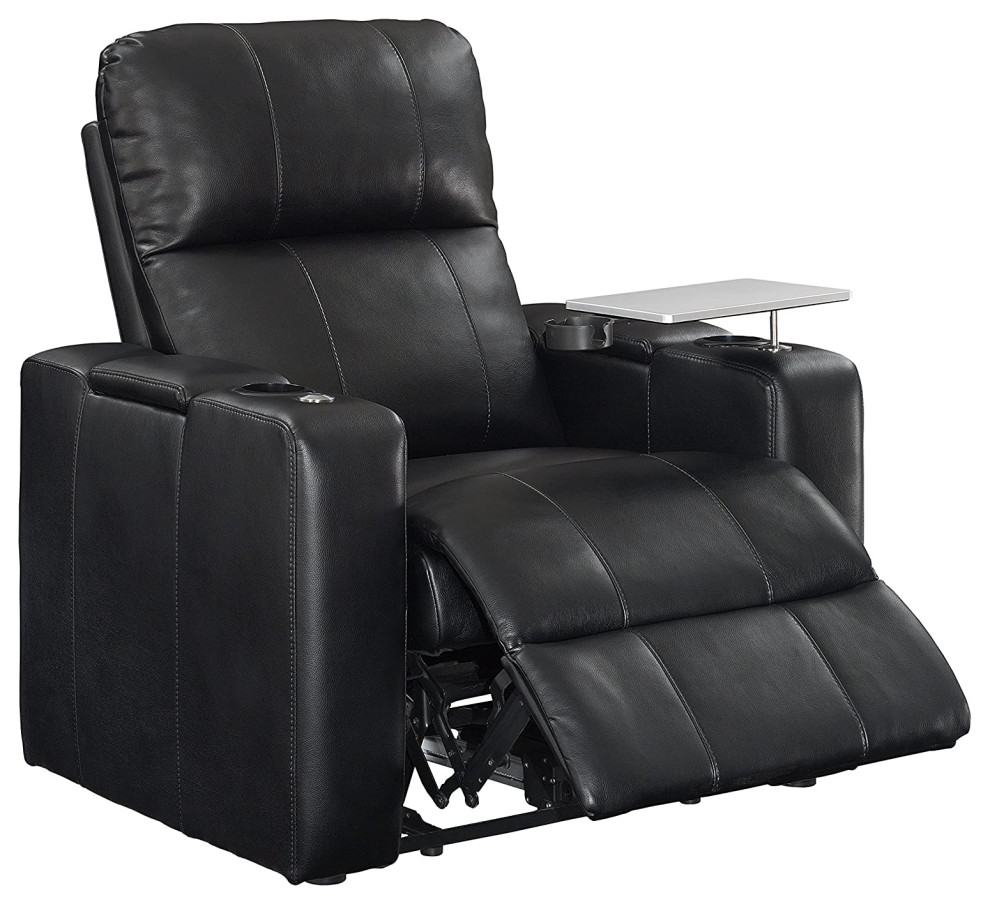 Modern Recliner  Faux Leather Seat With Swiveling Tray and Cup Holders   Modern   Theater Seating   by Decorn  Houzz