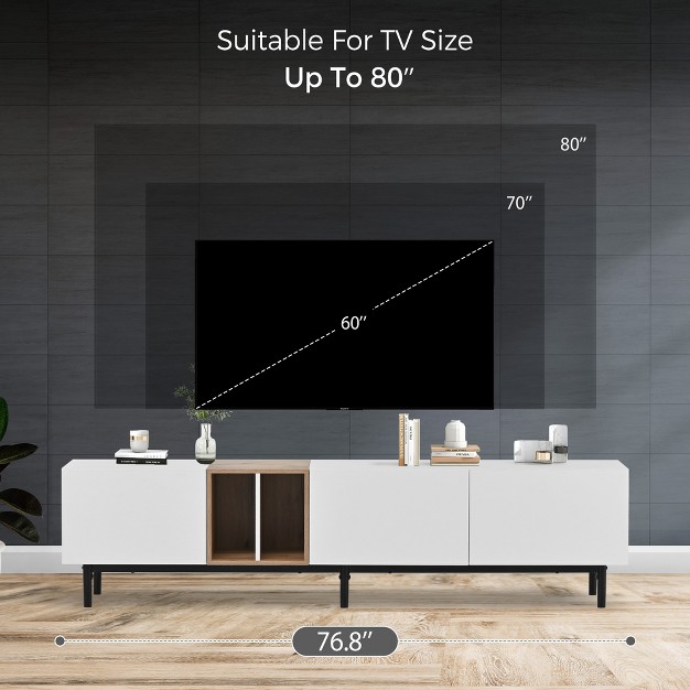 Modern Tv Stand For Tvs Up To 80 x27 x27 Entertainment Center With Large Storage Cabinet modernluxe