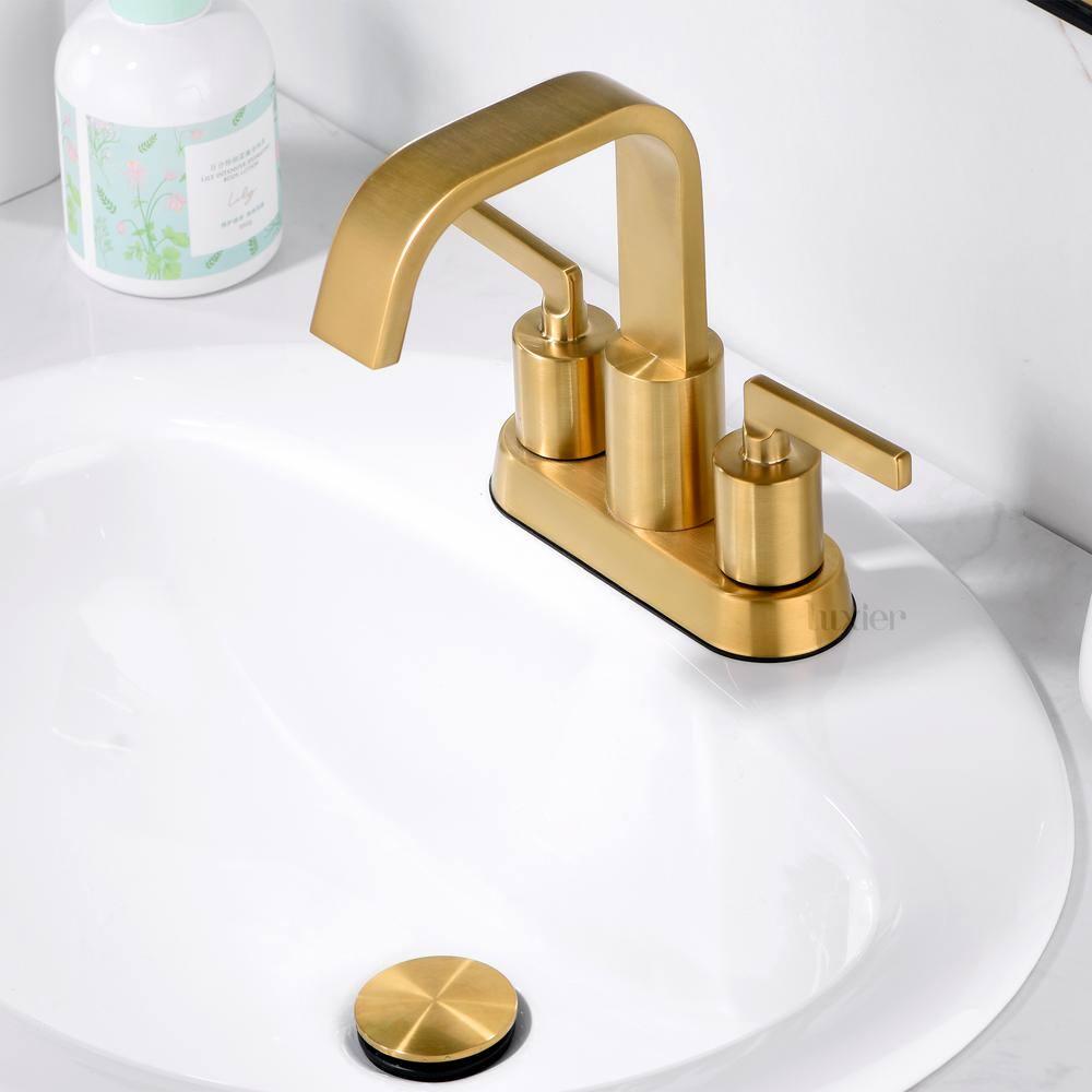 LUXIER 4 in Centerset 2Handle Bathroom Faucet in Brushed Gold