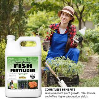 Harris 128 oz. Organic Liquid Fish Fertilizer for Plants and 360-Degree Angle Spray Bottle Value Pack FISH128-360F