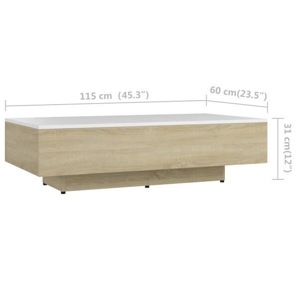 vidaXL Coffee Table White and Sonoma Oak 45.3