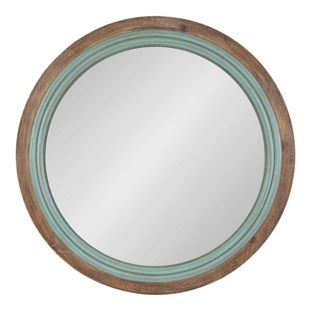 Kate and Laurel Palmer Wood Round Wall Mirror   26\