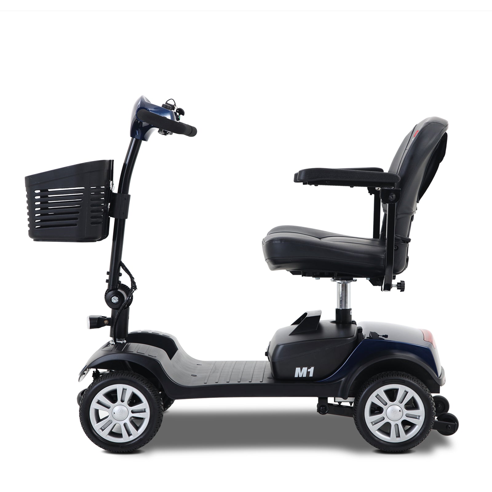 4 Wheel Folding Mobility Scooter for Adults and Senior, Motorized Electric Scooter with Head Light and Rear Brake Light,Charger and Basket Included Improved Battery for Long Range Driving and Travel