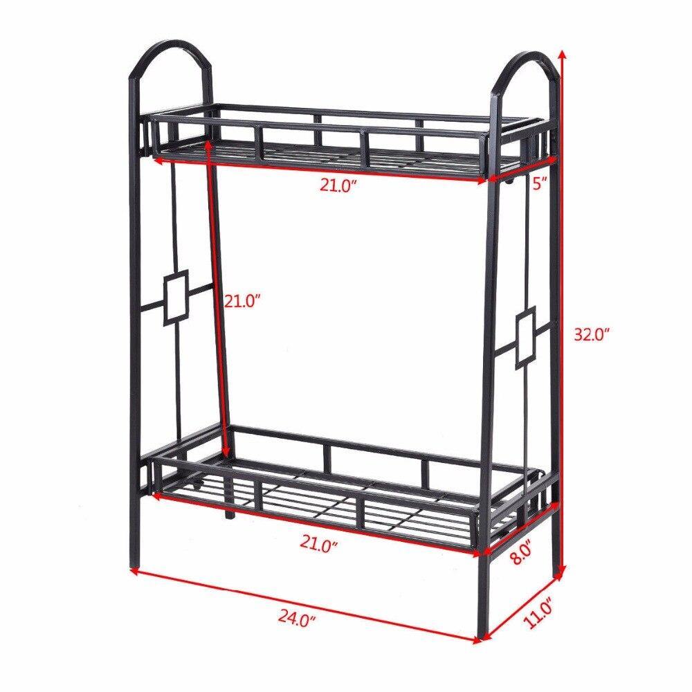 2 Tier Outdoor Metal Plant Stand Flower Pot Holder Freestanding Display Shelf Rack