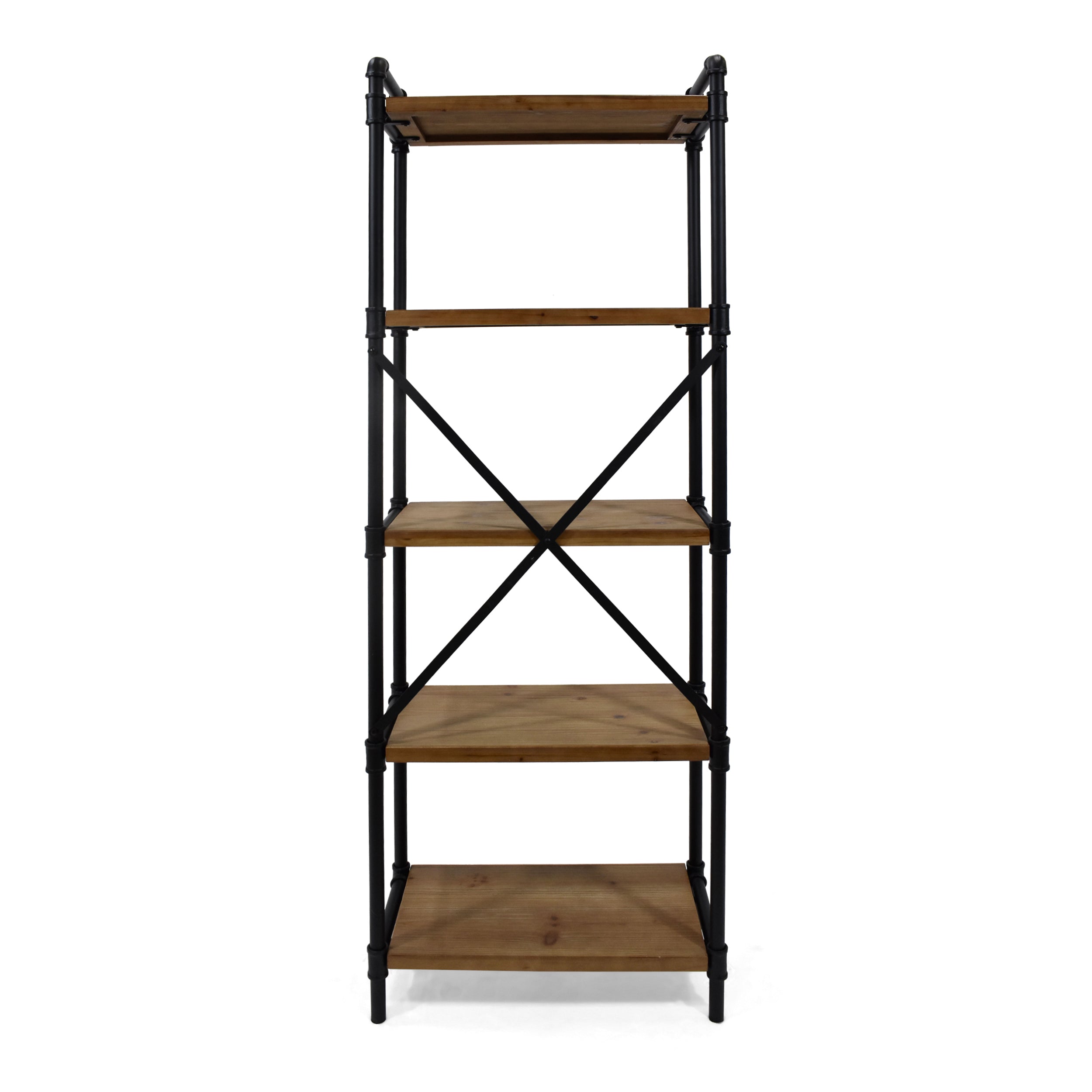 Lina Industrial Pipe Design 5-Shelf Etagere Bookcase