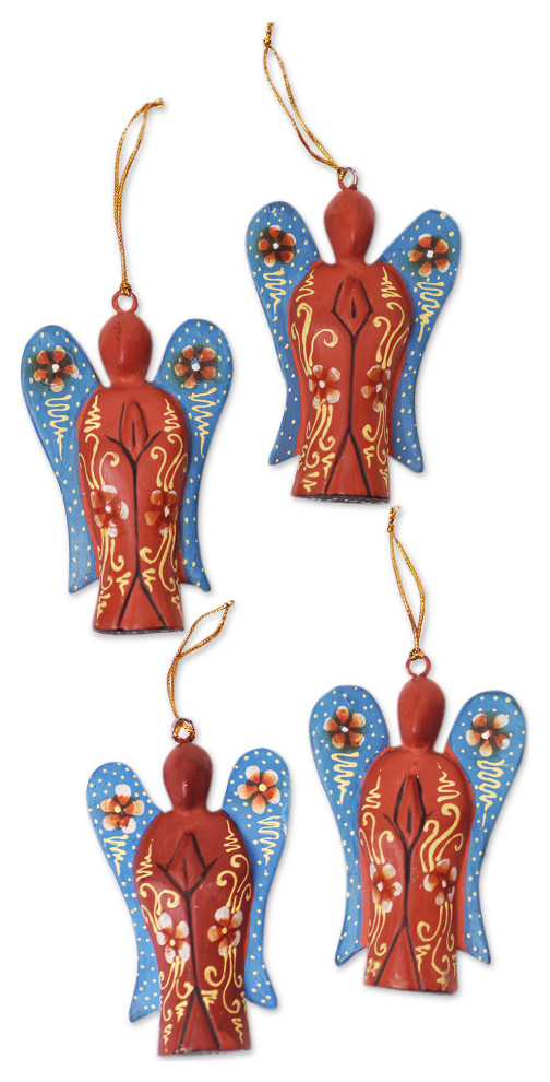 Novica Handmade Festive Heaven Wood Ornaments (Set Of 4)   Christmas Ornaments   by NOVICA  Houzz