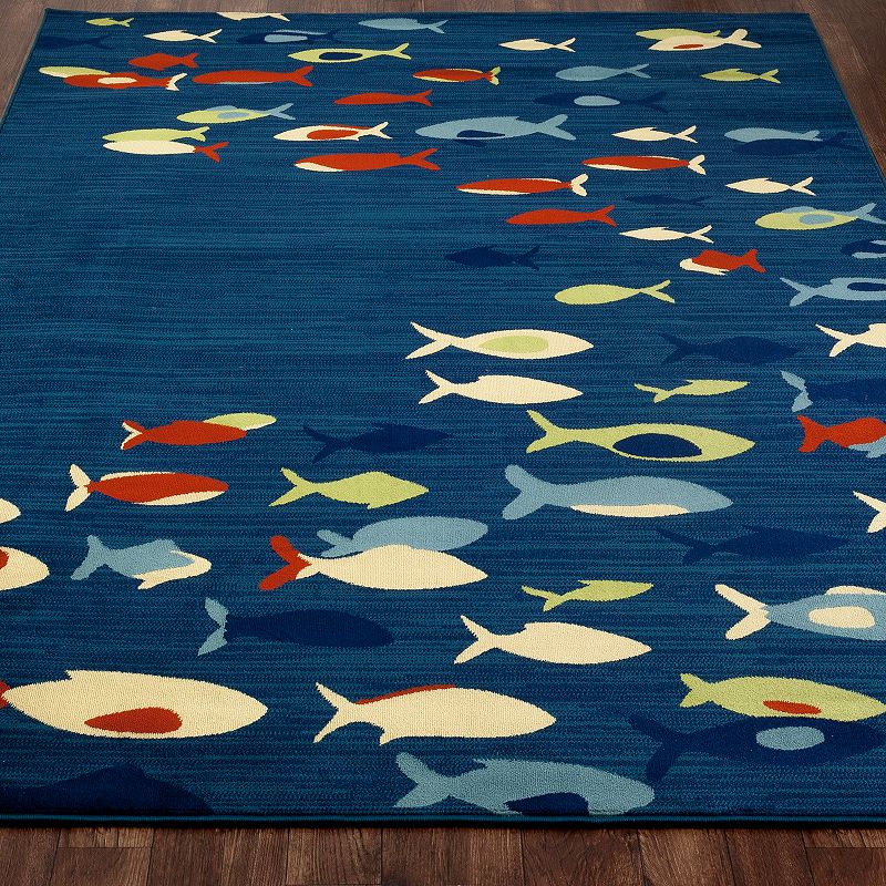 Art Carpet Oceanside Fish School Indoor Outdoor Rug