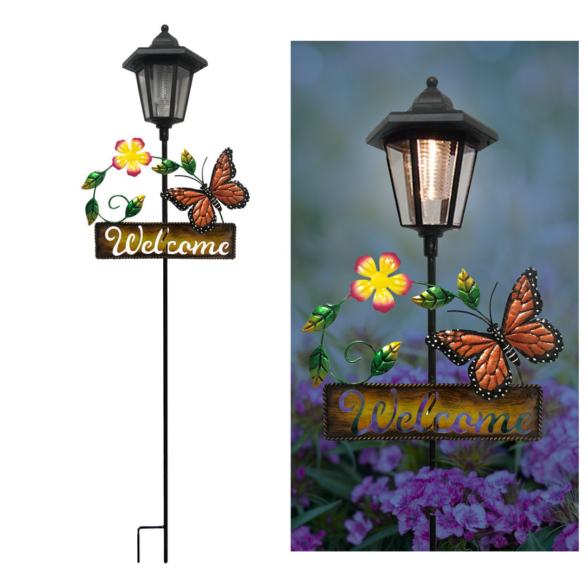 Crosslight Monarch Butterfly Welcome Sign Stake Light - Yard， Lawn， Patio， Pathway， Backyard