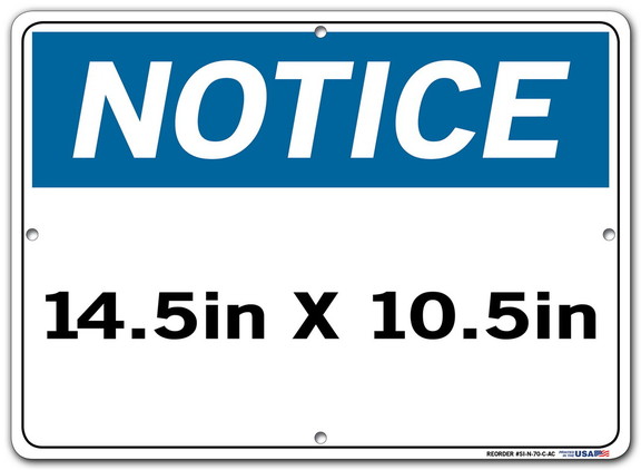 Vestil  SI N 01 C AL 080 sign notice 01 14.5x10.5 ...