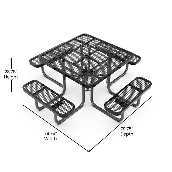 Commercial Grade Expanded Mesh Metal Outdoor Picnic Table