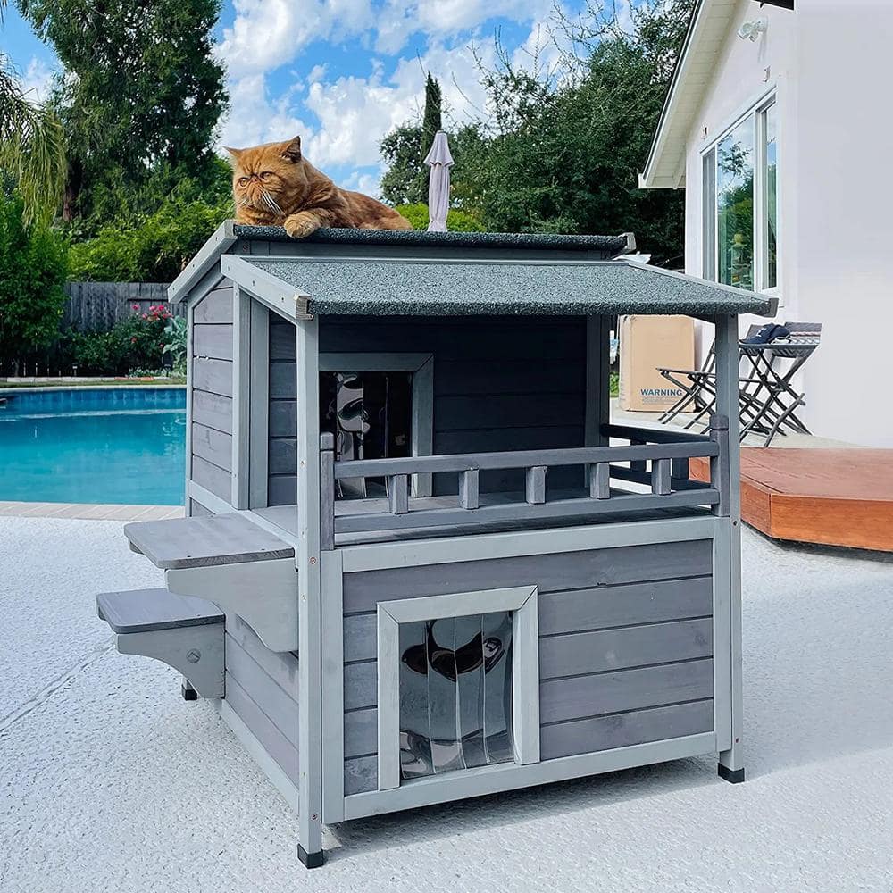 aivituvin Outdoor Cat House, Indoor Wooden Cat House (Inner Space 10.9 sq. ft.) AIR33