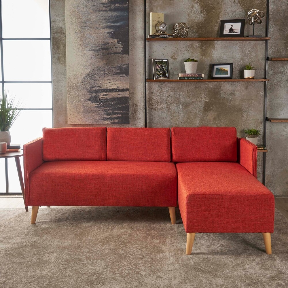 Augustus Mid century Modern Fabric Chaise Sectional by Christopher Knight Home