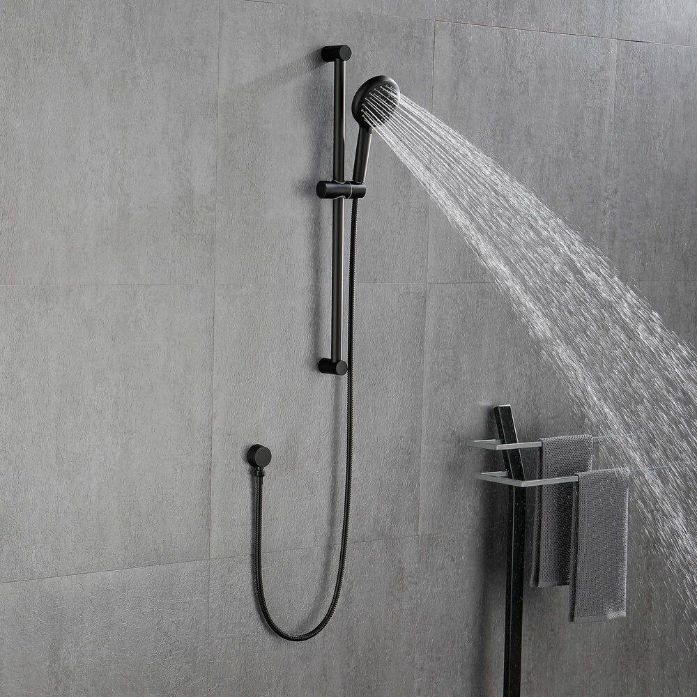 WELLFOR 4-Spray Multi-Function Wall Bar Shower Kit with Hand Shower in Matte Black WA3001MB