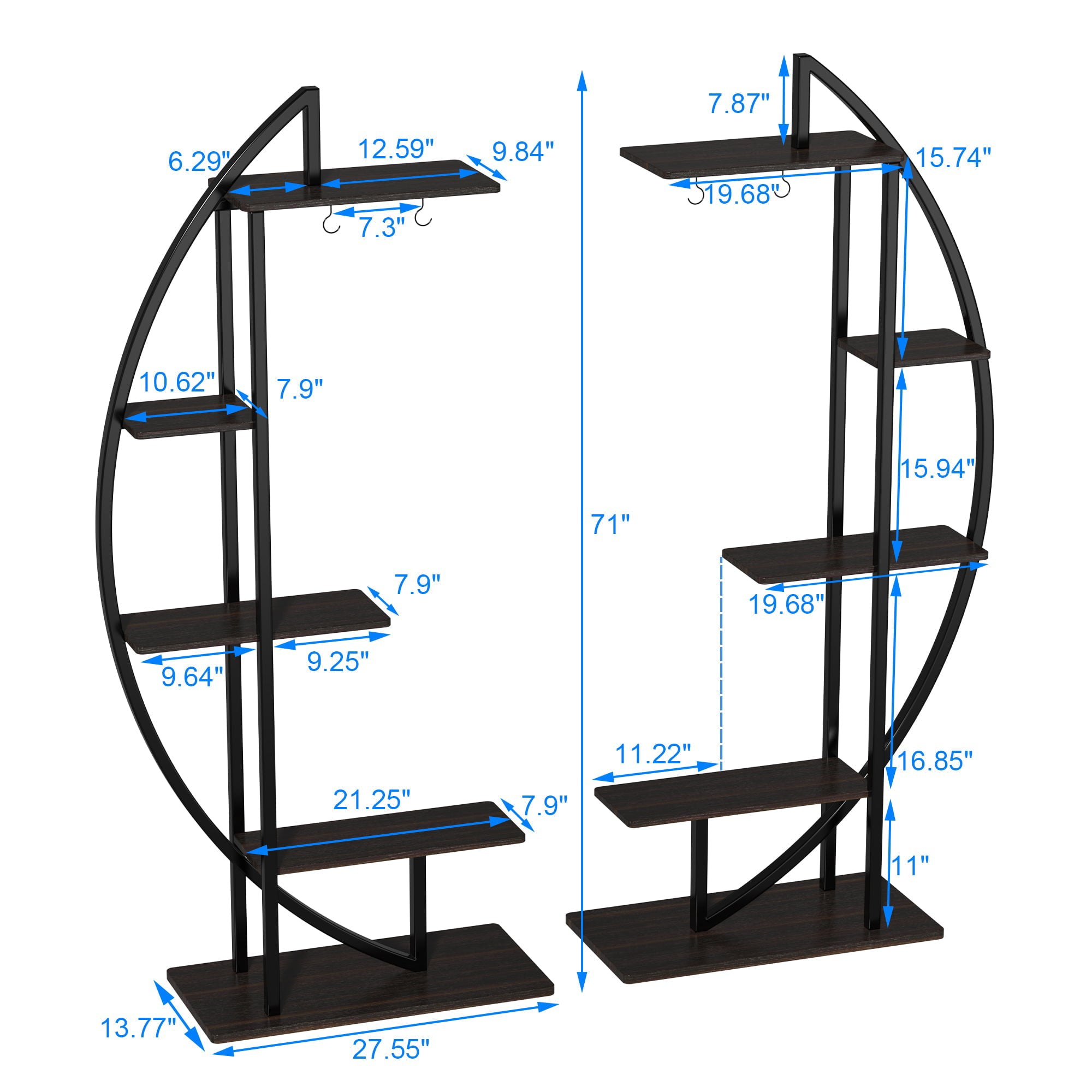 Tall Plant Stand Large Indoor Shelf  71" Metal Flower Rack  with hanging hook, more plant space