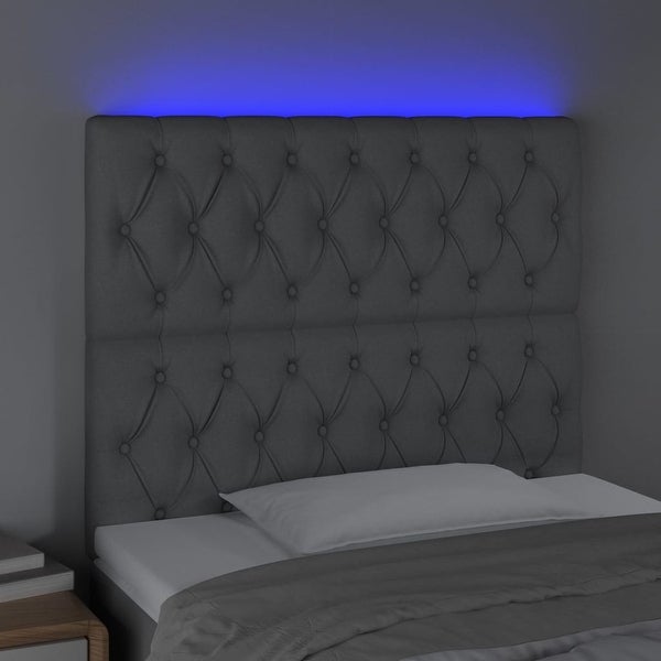 vidaXL LED Headboard Dark/Light Gray Fabric - - 37421103