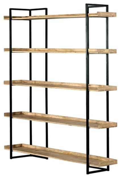 Primo International Wilde 5 Tier Modern Wood and Metal Bookshelf in Brown   Industrial   Bookcases   by Homesquare  Houzz