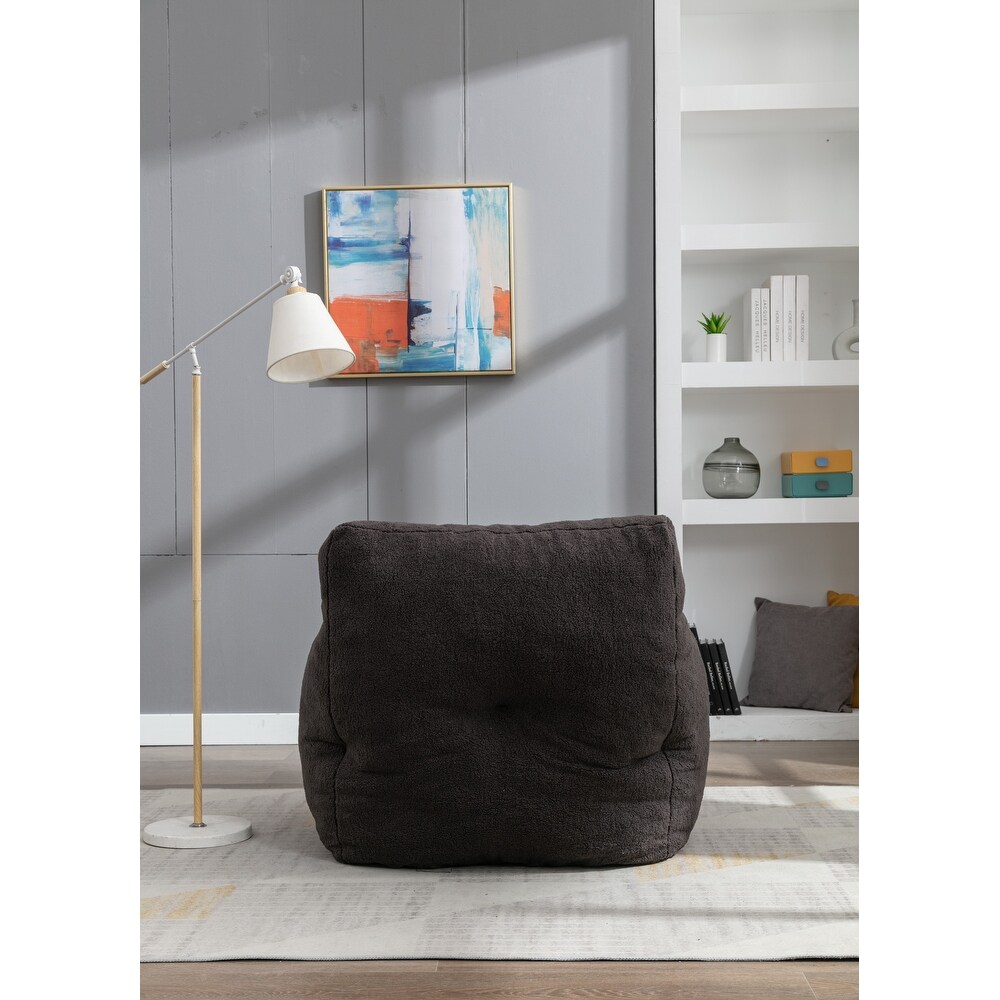 Modern Soft Tufted Foam Bean Bag Chair with Teddy Fabric