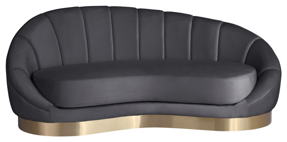 Shelly Velvet Chair With Brushed Gold Stainless Steel Base   Contemporary   Indoor Chaise Lounge Chairs   by Meridian Furniture  Houzz