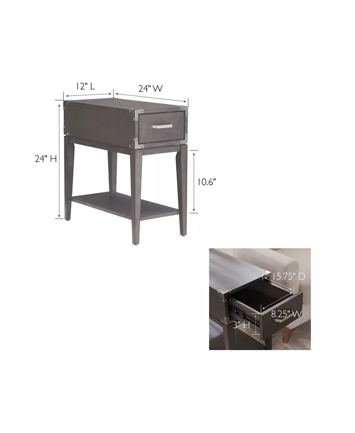 Leick Home Beckett Rustic Side Table Anthracite Pewter