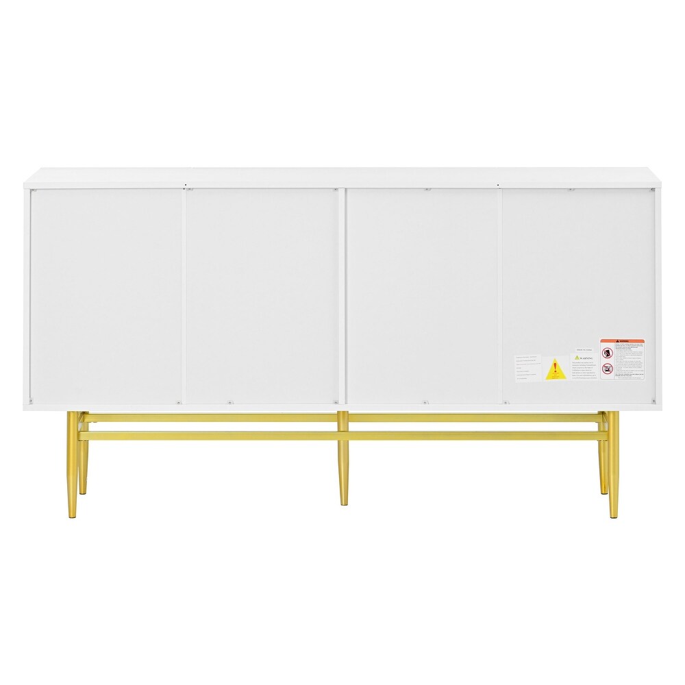 4 door Sideboard Gold Metal Handle Buffet Cabinet for Dining Room