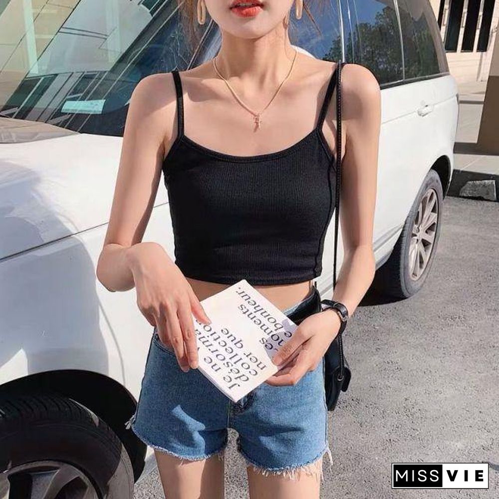 New Fashion Women Sexy Solid Summer Camis Crop Top Female Casual Tank Tops Vest Sleeveless Cool Streetwear Club High Street