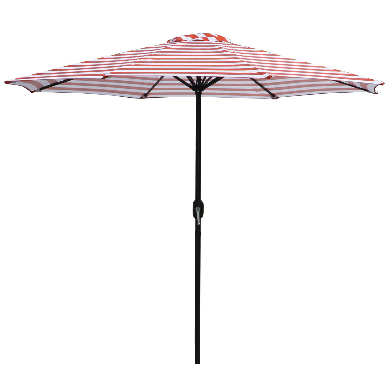 9Ft Patio Umbrella Outdoor Garden Table Patio Folding 8 Ribs Adjustable Crank Orange Stripe