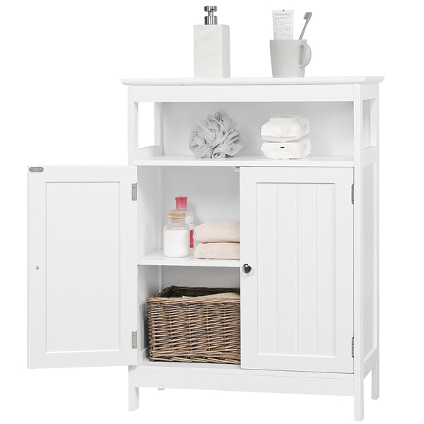 Topeakmart Bathroom Storage Cabinet Multifunctional Floor Cabinet w/Adjustable Shelf White