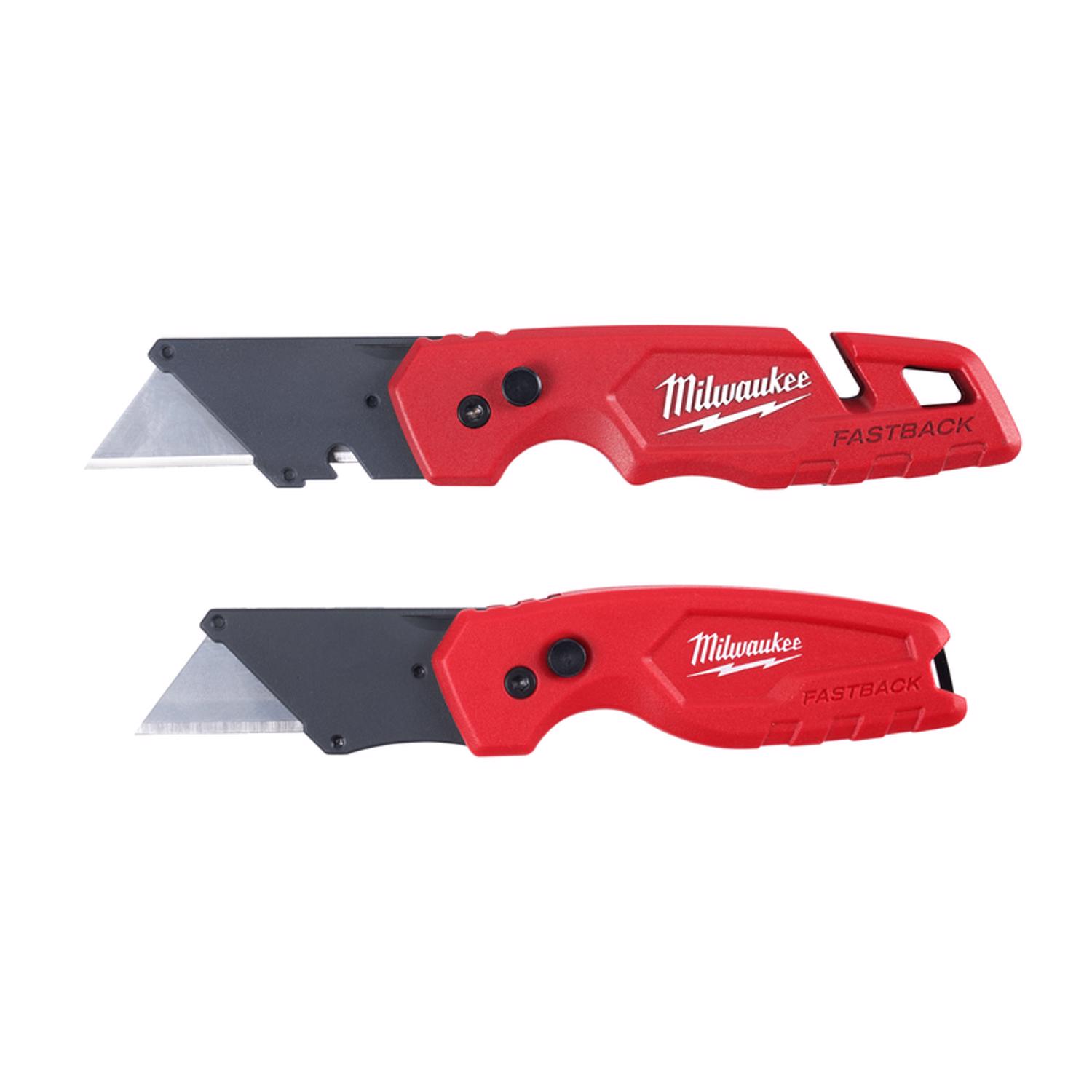 MW Fastback 6.87 in. Press and Flip Folding Utility Knife Set Red 2 pk