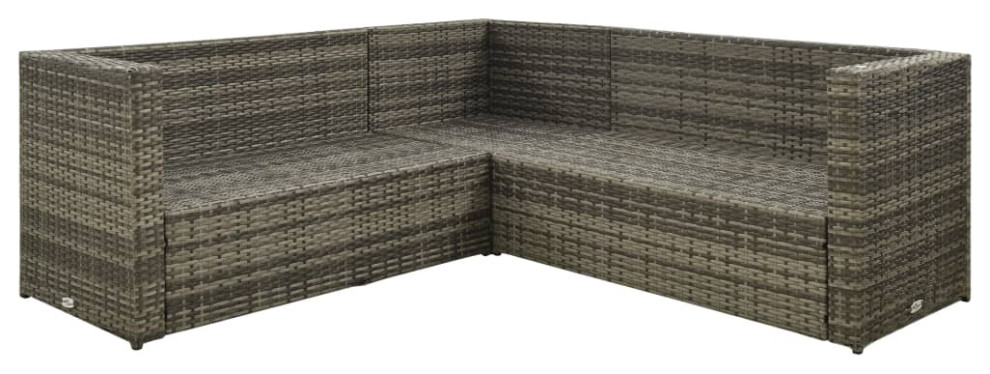 vidaXL Patio Furniture Set 4 Piece Outdoor Sofa with Coffee Table Rattan Brown   Tropical   Outdoor Lounge Sets   by vidaXL LLC  Houzz