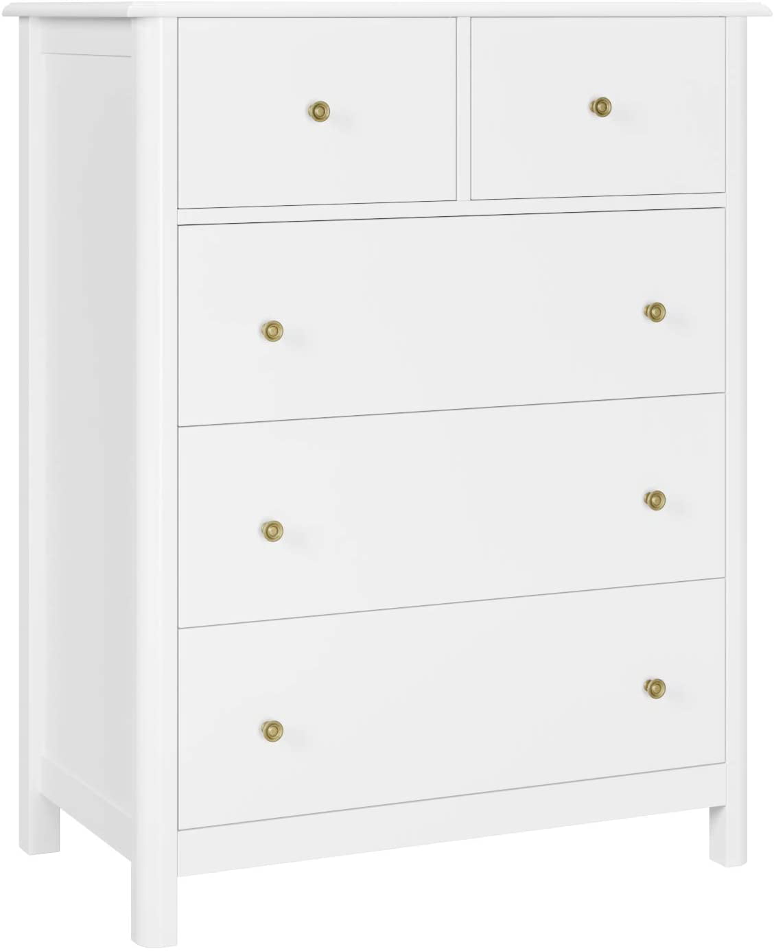 Homfa Kids Dresser of 5 Drawers, Dresser Chest with Easy Pull Handle for Bedroom, Living Room, White Finish