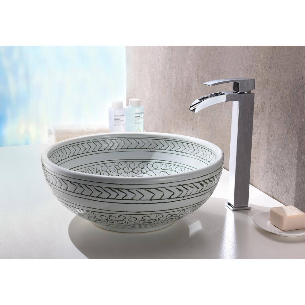 ANZZI Satui Vessel Sink in Decor White LS-AZ8204