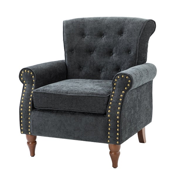 Indiges Transitional Comfy Nailhead Accent Arm Chair with Tufted Back by HULALA HOME