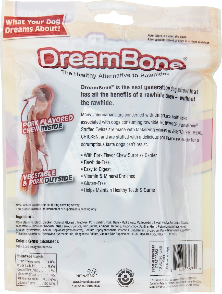 DreamBone Stuffed Twistz Pork Chews Dog Treats