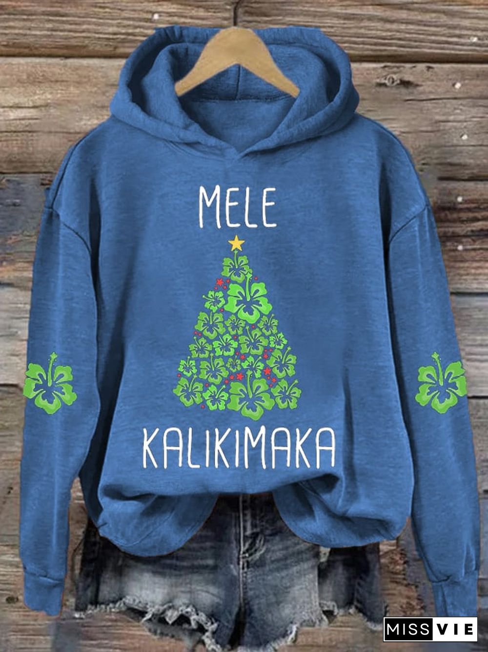 Women's Hawaiian Christmas Mele Kalikimaka Hibiscus Hoodie